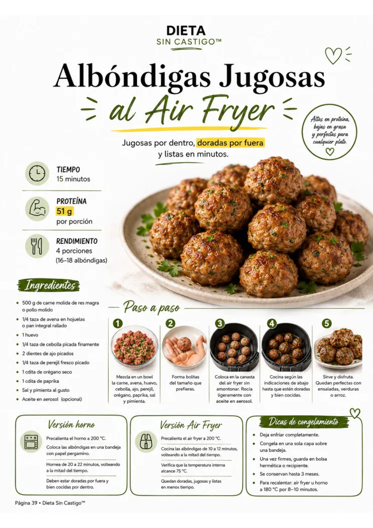 Receta real Albóndigas Jugosas al Air Fryer