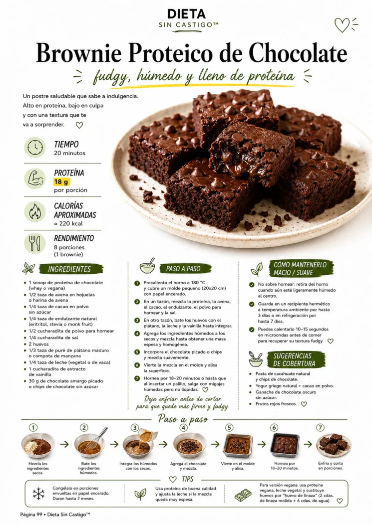 Receta real Brownie Proteico de Chocolate