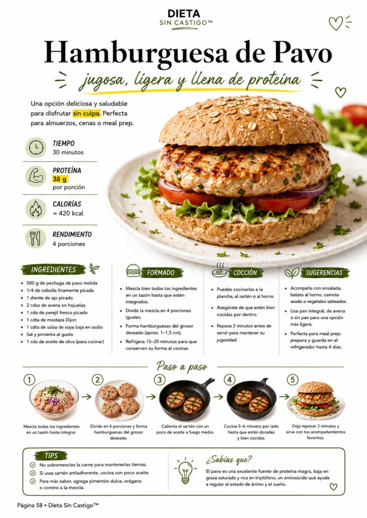 Receta real Hamburguesa de Pavo